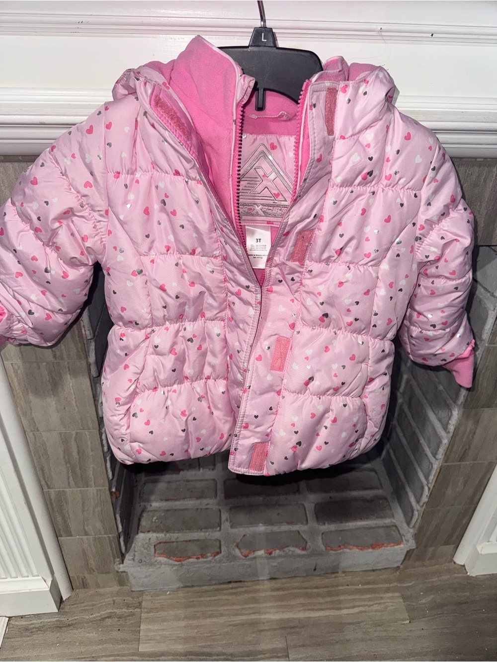 Zero Exposure Girls' Pink Heart Puffer Jacket with Hood